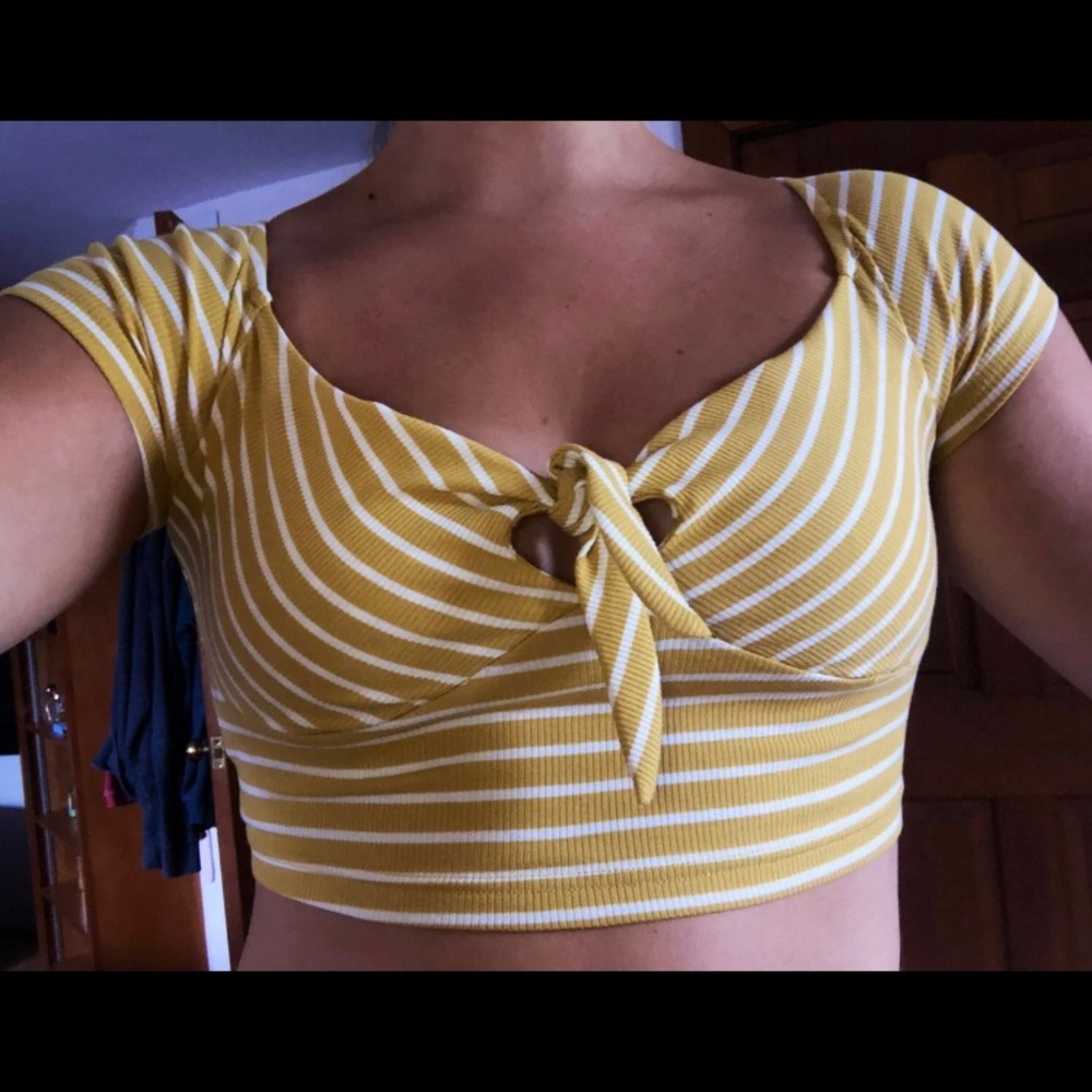 Yellow Tie Front Crop Top